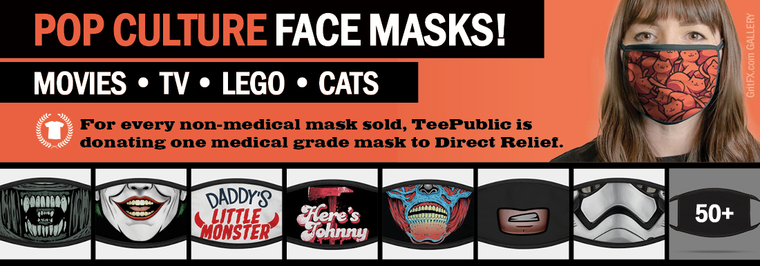 pop culture (movies, tv, cats & lego) face masks