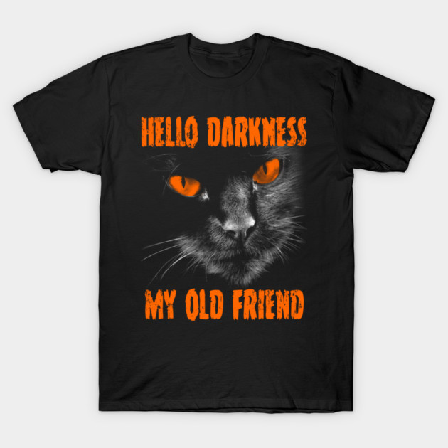 Hello Darkness My Old Friend Halloween Edition — Orange Eyes and typography