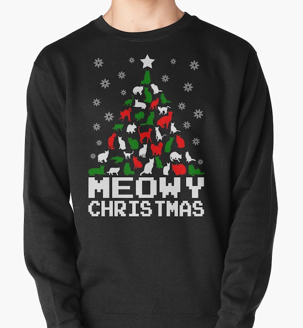 cat christmas tree sweater