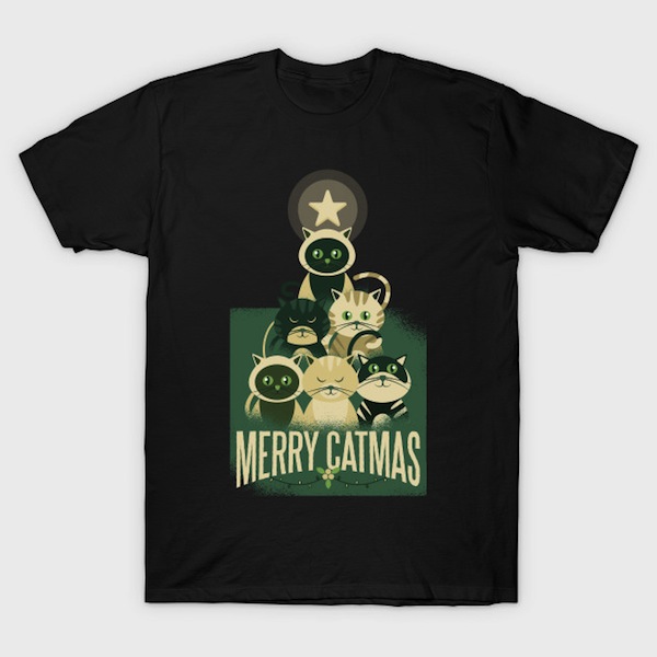 Merry Catmas Apparel – Christmas Cat T-Shirts by madeinchorley