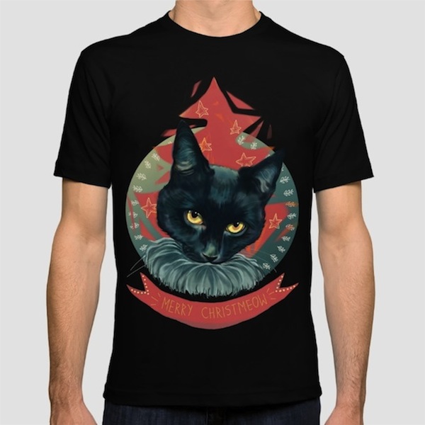 Merry Christmeow T-Shirts – Christmas Cat T-Shirts by Margaw