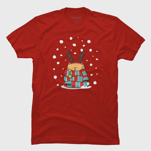 Wrapped cat T-Shirts – Christmas Cat T-Shirts by zeewilson