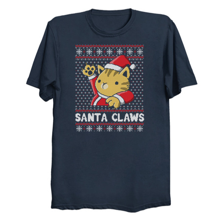 ugly christmas sweater Cat Santa Claws Apparel - Christmas Cat T-Shirts