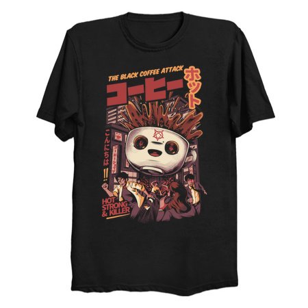 Black Coffee Kaiju T-Shirts - by ilustrata