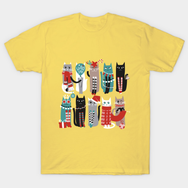 Feline Christmas vibes - Christmas Cat T-Shirts by SelmaCardoso